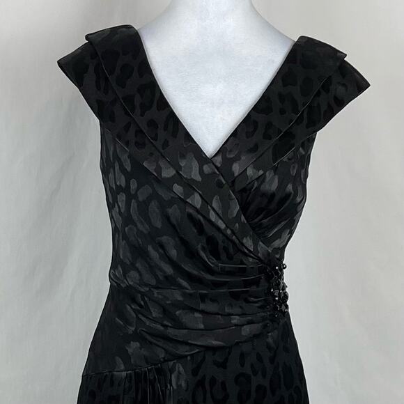 Chetta B Black Animal Print Beaded Party Event Feminine Dress NWOT Size 10 - Picture 3 of 14
